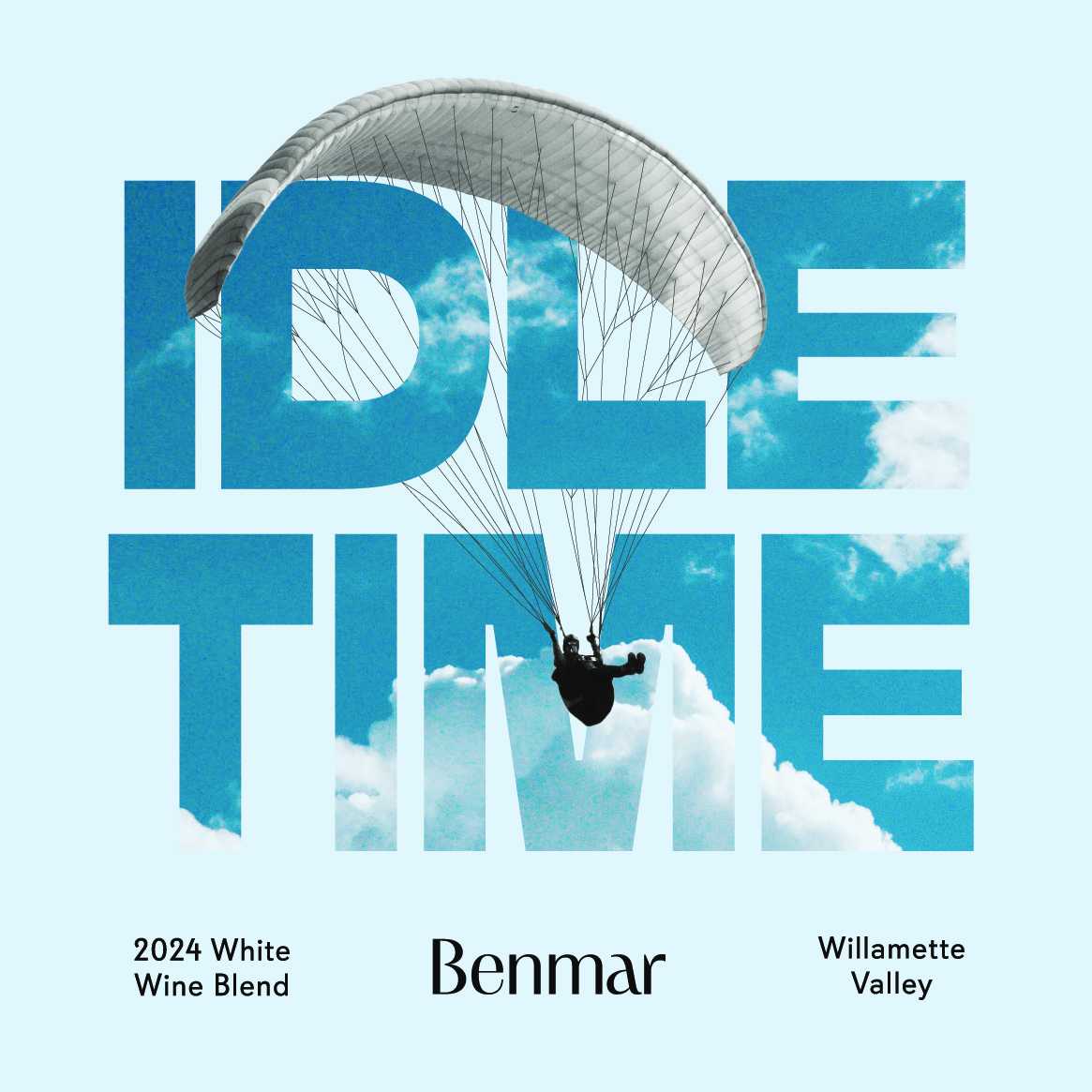 Benmar Idle Time white wine blend paraglider through drop letters